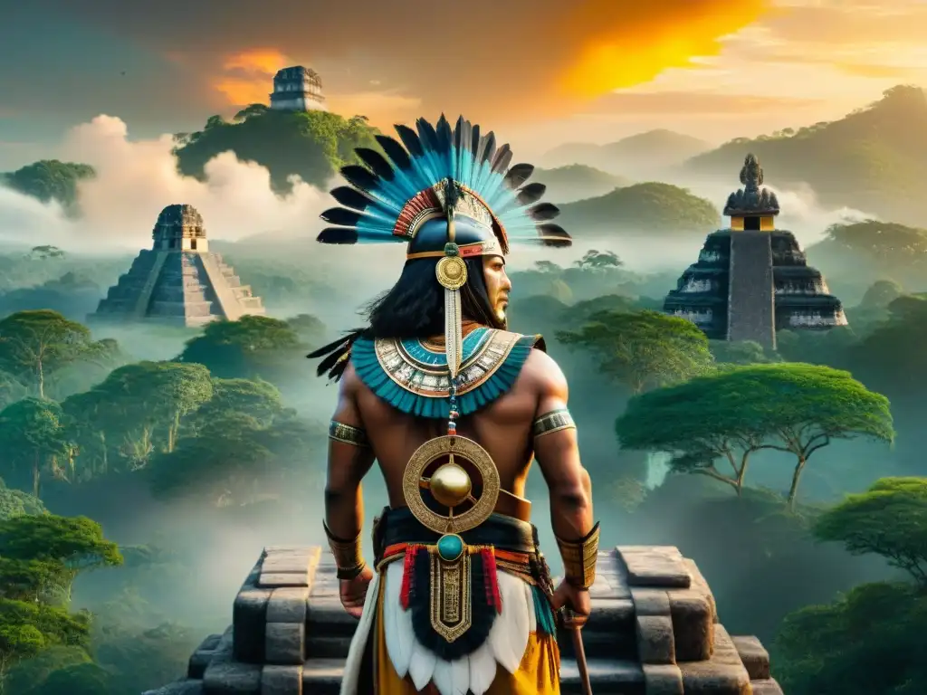Influencia astral en la planificación militar maya: guerreros mayas en un templo con mapamundi celestial