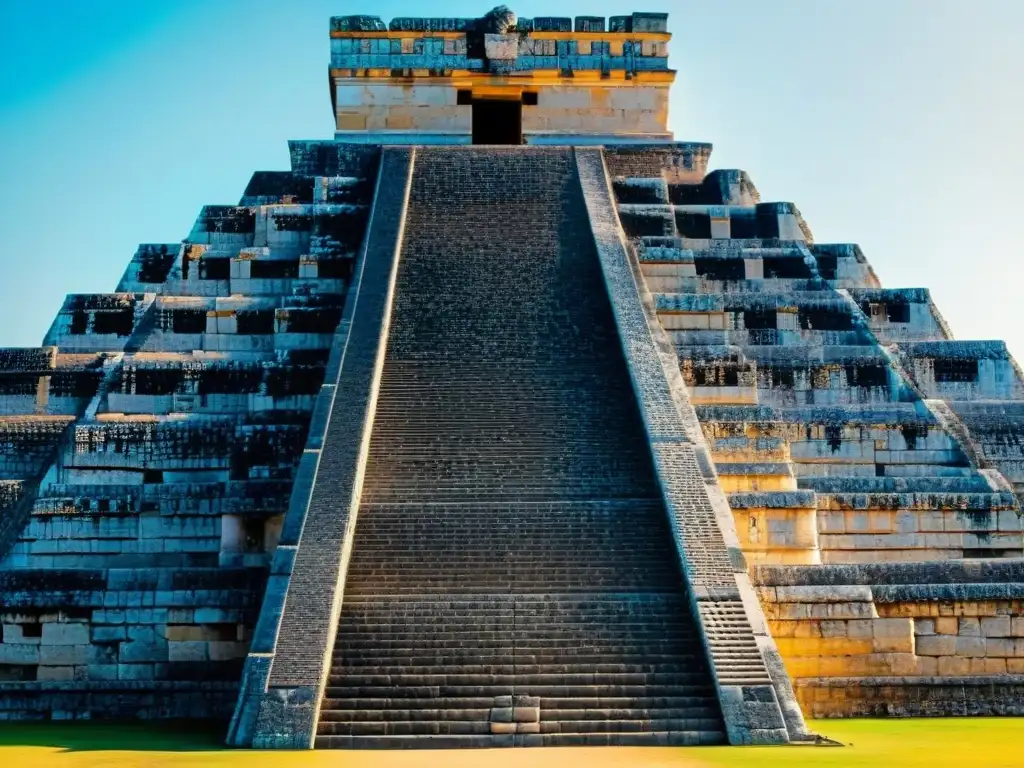 Influencia de la estructura social de la civilización maya reflejada en las detalladas esculturas de la Pirámide de Kukulcán en Chichén Itzá, México