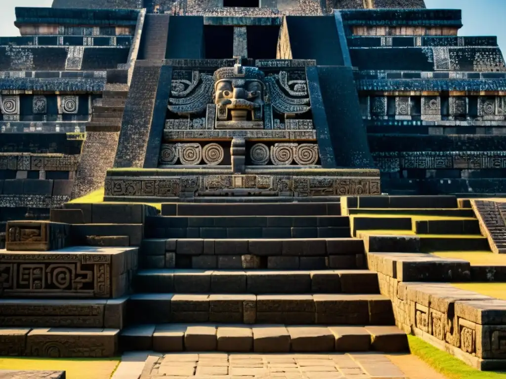 Inspiradora influencia arquitectónica Teotihuacán en Mayas: detalle de intrincadas decoraciones de la Serpiente Emplumada