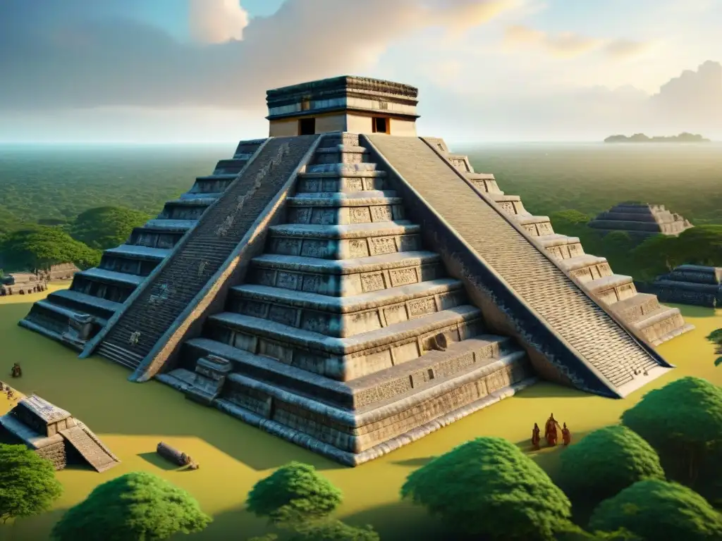 Descubre la educación maya interactiva 3D con esta detallada reconstrucción de una bulliciosa ciudad maya