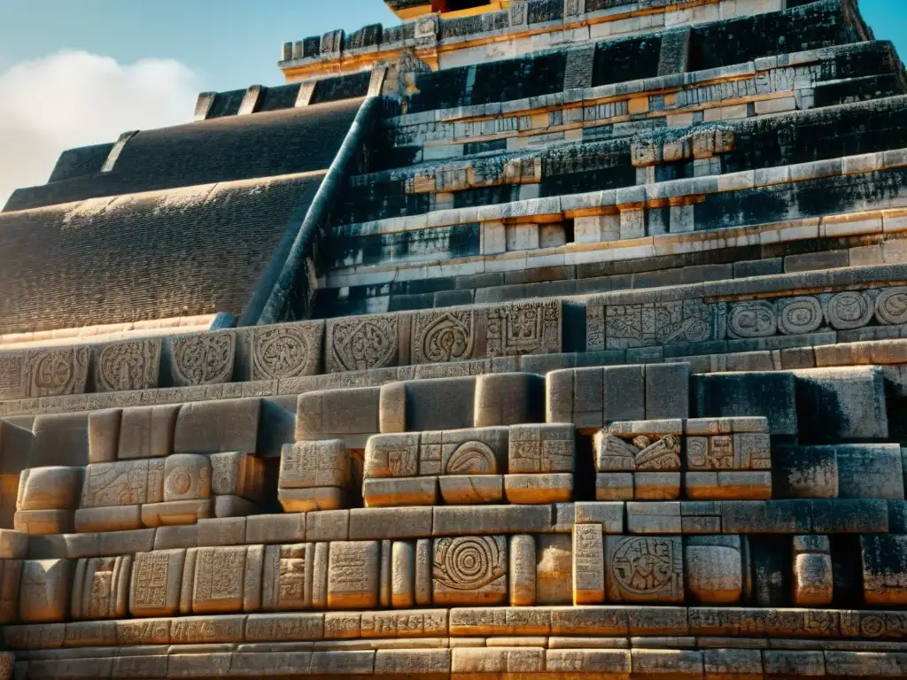 Intrincada geometría sagrada de la civilización maya en Chichén Itzá, resaltando patrones y cálculos matemáticos