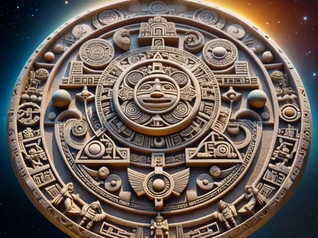 Intrincada talla en piedra de técnicas mayas para pronosticar eventos celestes en escena celestial