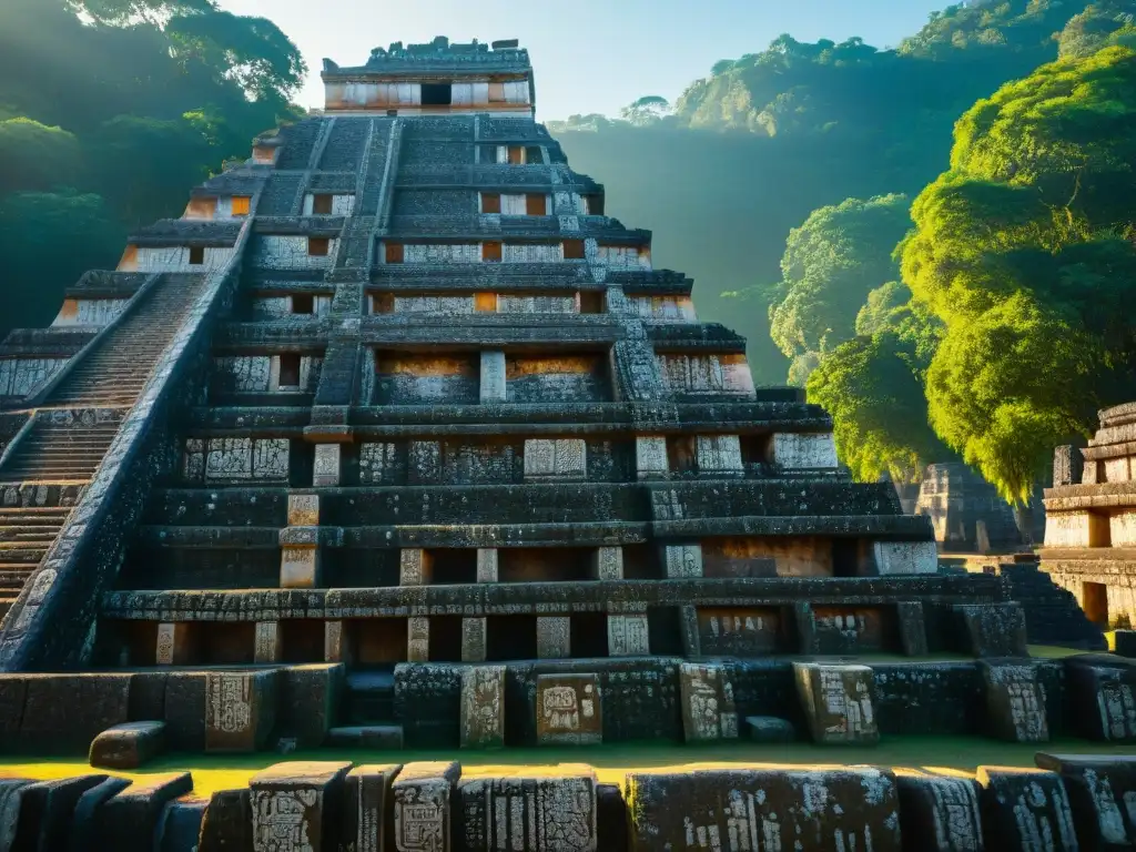 Intrincadas esculturas y jeroglíficos en Yaxchilán, iluminados por el sol, resaltan la historia y arquitectura de la cultura maya