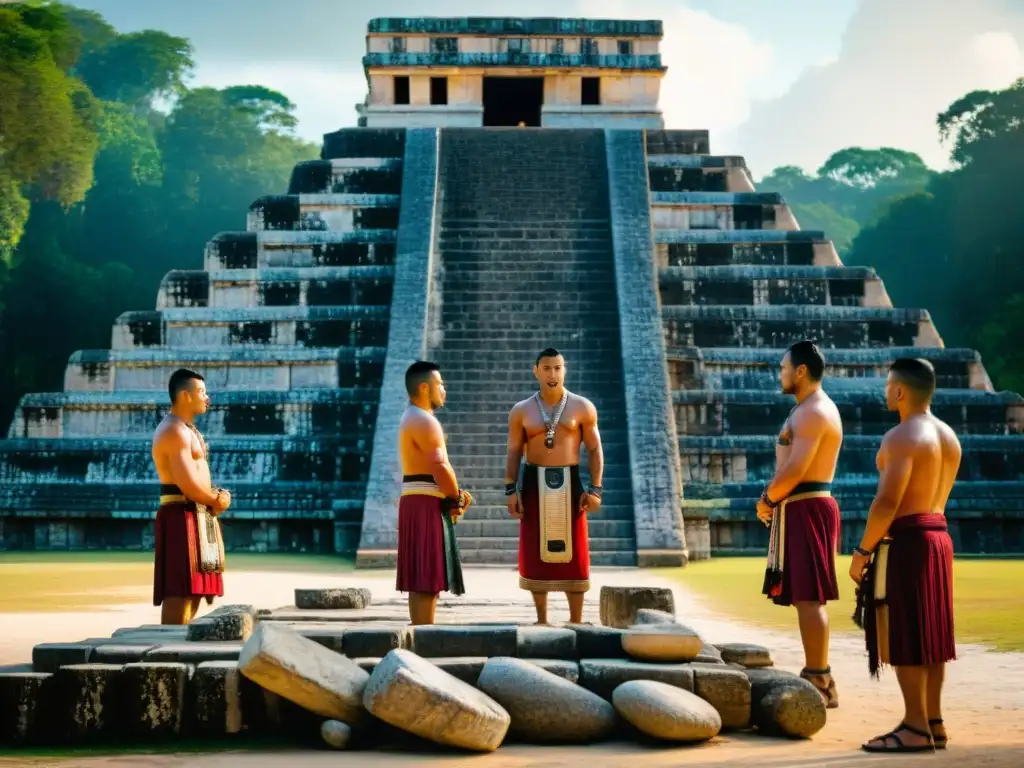 Intrincadas esculturas y relieves en la base del Templo de los Guerreros en Chichén Itzá, representando sacrificios humanos en civilización maya