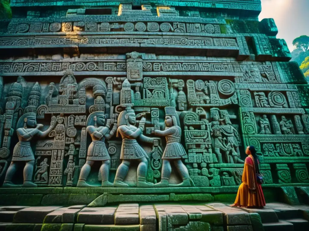 Intrincadas profecías del mundo maya esculpidas en templo de Tikal, revelando un legado mítico de gran profundidad y significado