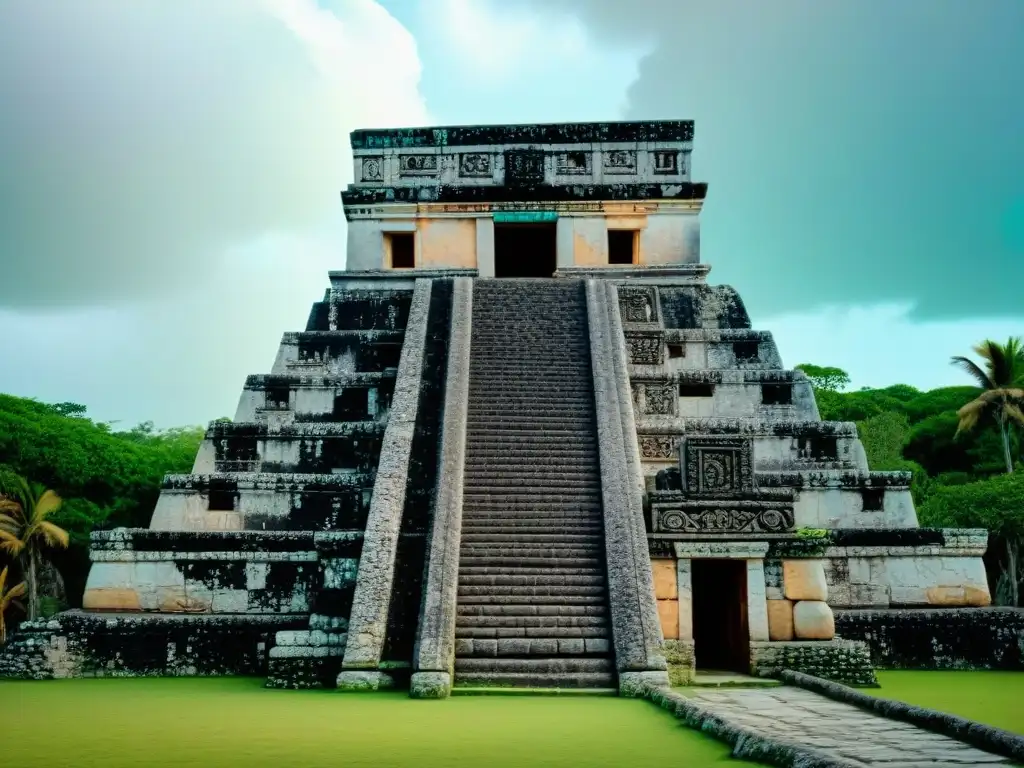 Intrincadas tallas y detalles arquitectónicos de las ruinas mayas de Tulum fusionando influencias caribeñas