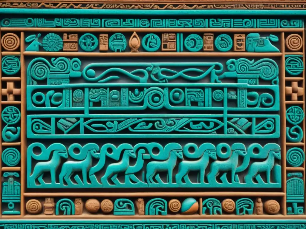 Intrincado panel de jeroglíficos mayas que revela su profunda percepción del impacto del clima en el colapso