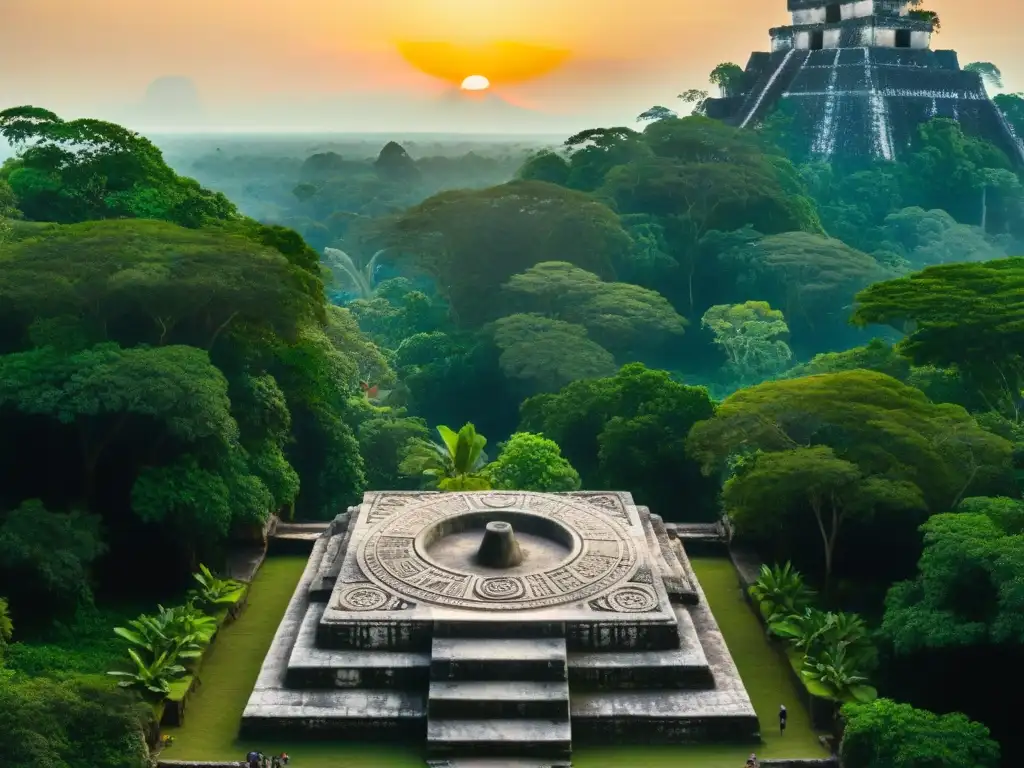 Intrincados grabados en una plataforma de piedra en Tikal, con uso astronómico en edificaciones mayas