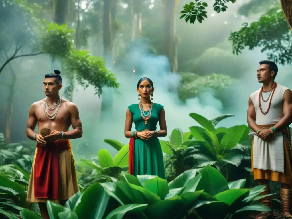 Jóvenes mayas participan en ritual ancestral en la selva, destacando la formación moral en la sociedad maya