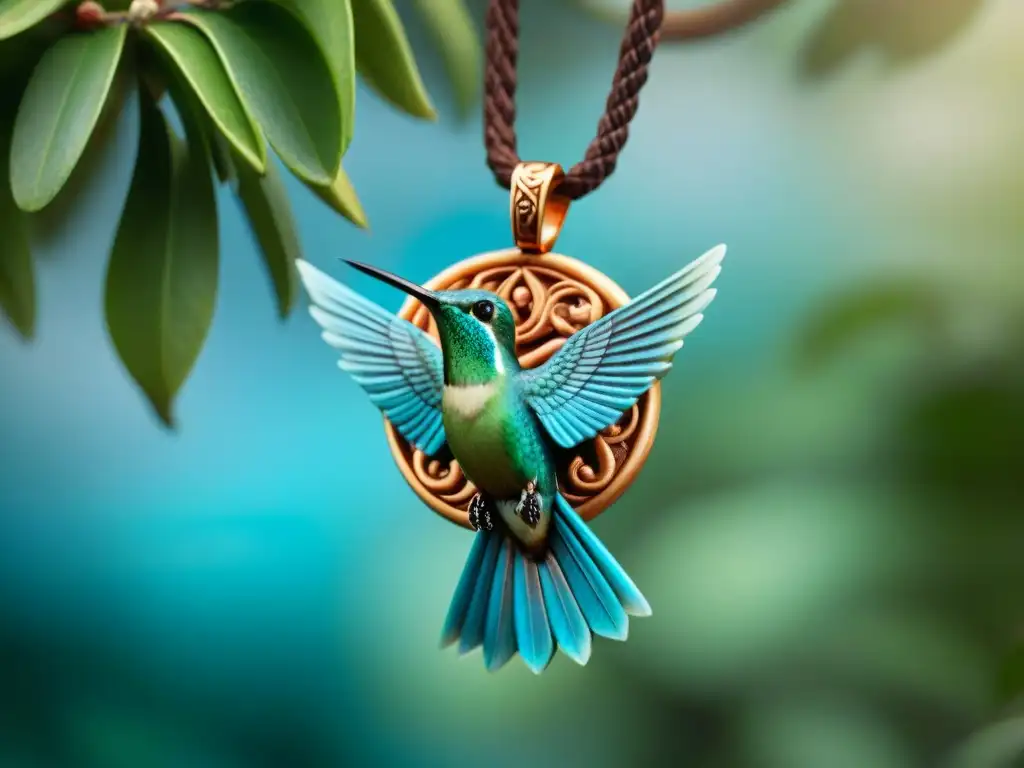 Una joya de jade tallada con un colibrí y un ceiba en la cultura maya