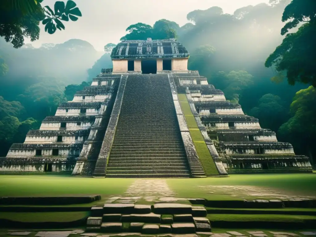 Descubre la magia del Turismo cultural en Palenque: Templo de las Inscripciones rodeado de exuberante vegetación y misterio ancestral