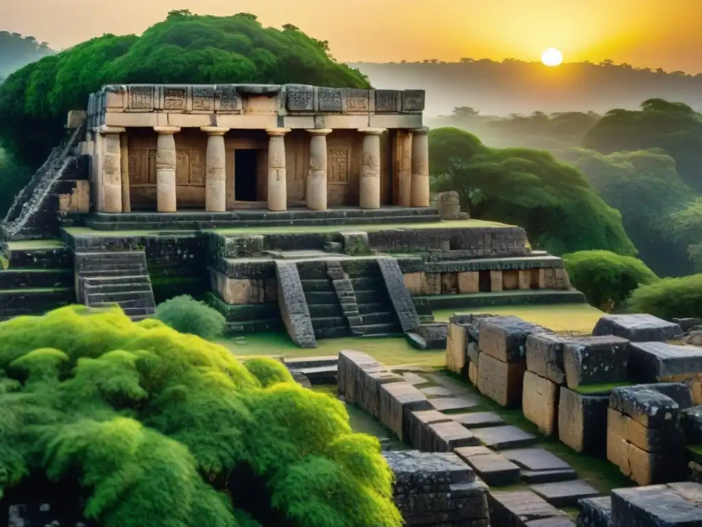 Descubre la magia de El Zotz con sus ruinas antiguas entre naturaleza exuberante al atardecer