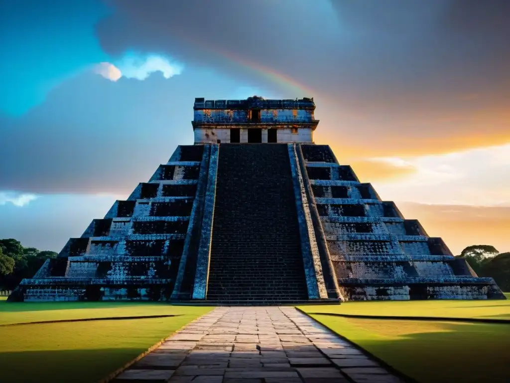 El mágico equinoccio en El Castillo de Chichén Itzá, mostrando el descenso de Kukulkán