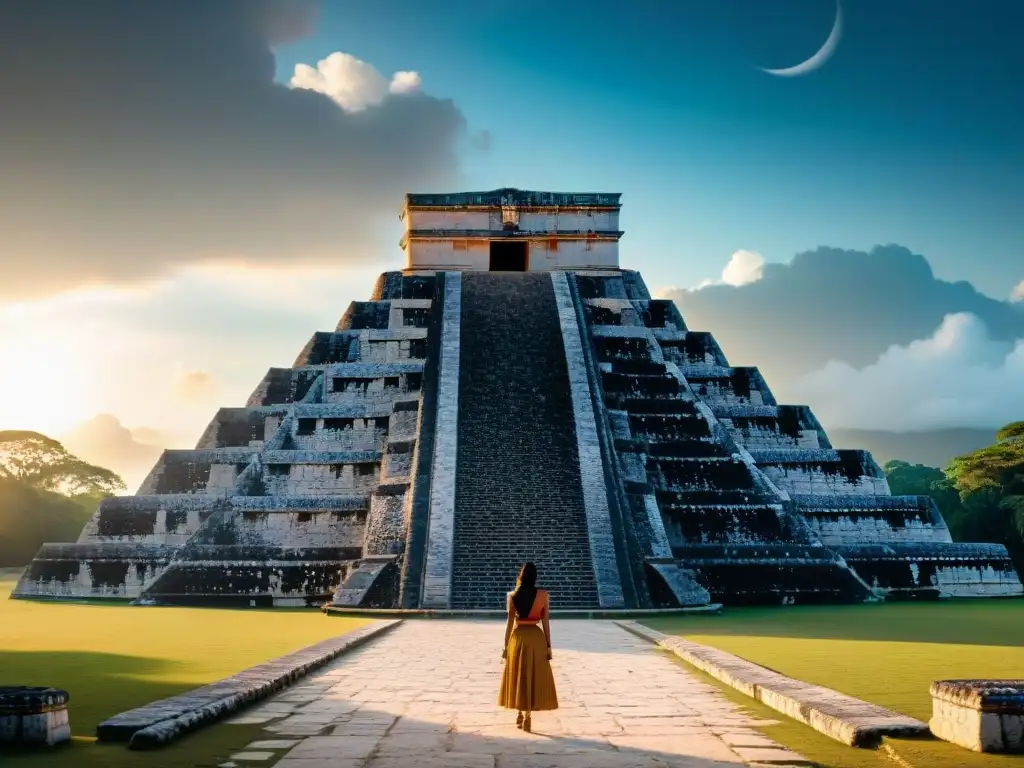 Magistral alineación astronómica del Templo de Kukulcán en Chichén Itzá durante el equinoccio, destacando la cultura maya