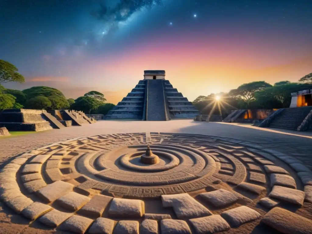 Majestuosa alineación astronómica en plaza ceremonial maya al amanecer