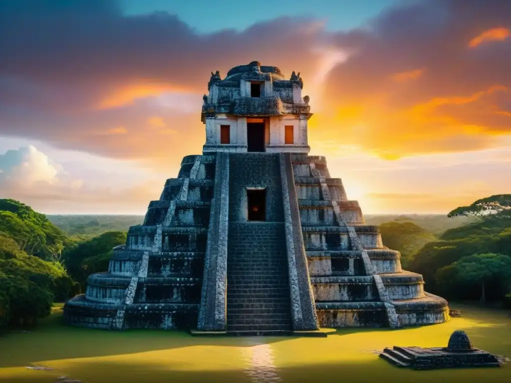 Majestuosa observación astronómica de El Caracol maya al atardecer