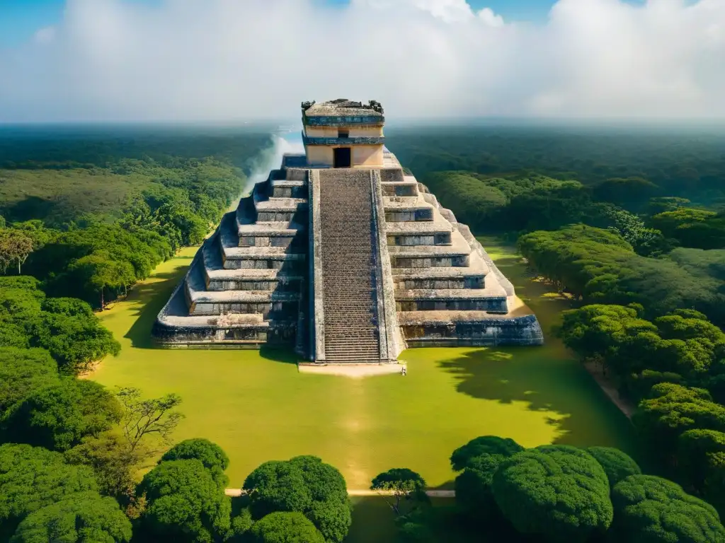 Esplendor ancestral: Ruinas de Chichén Itzá desde el aire Explora la majestuosidad de Chichén Itzá con recorridos guiados arquitectura maya