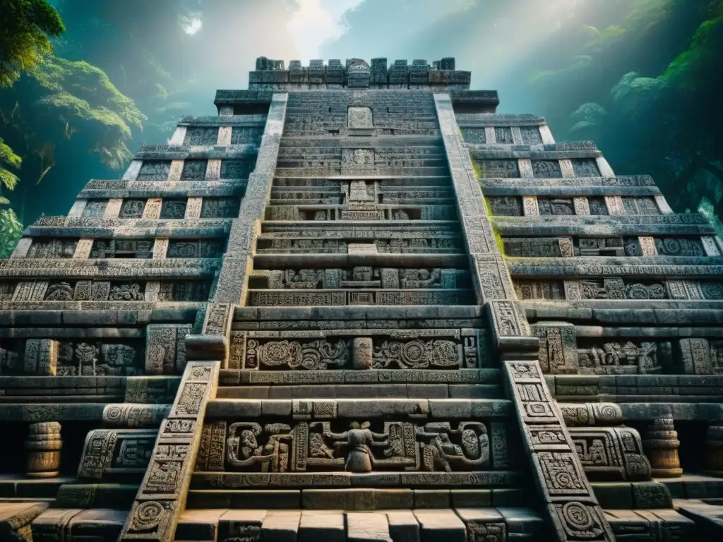 La majestuosidad de las Rutas de peregrinación calendario maya en un templo bien conservado, revelando la sofisticación de la artesanía maya