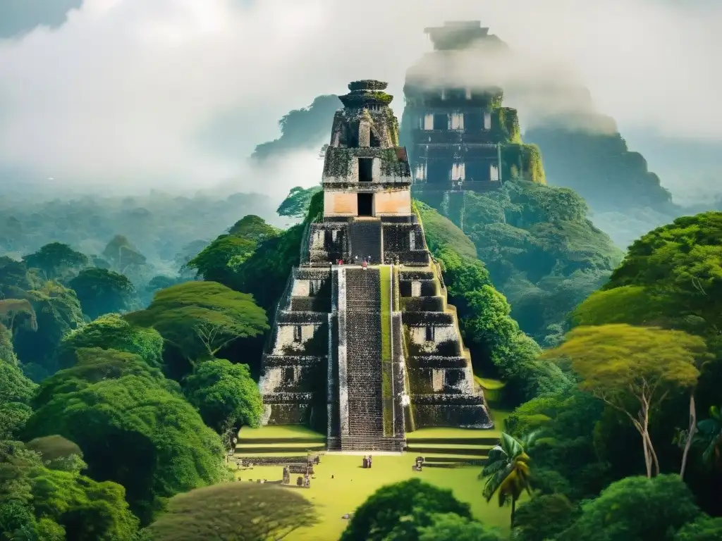 Descubre la majestuosidad de Temple I en Tikal, con su arquitectura maya detallada y la exuberante selva