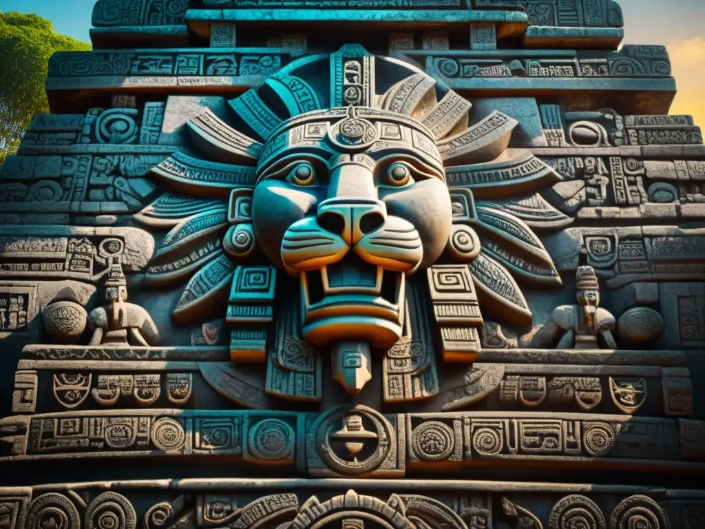 La majestuosidad del templo de Kinich Ahau, Dios sol, con sus grabados y simbolismos mayas, resplandece en la luz