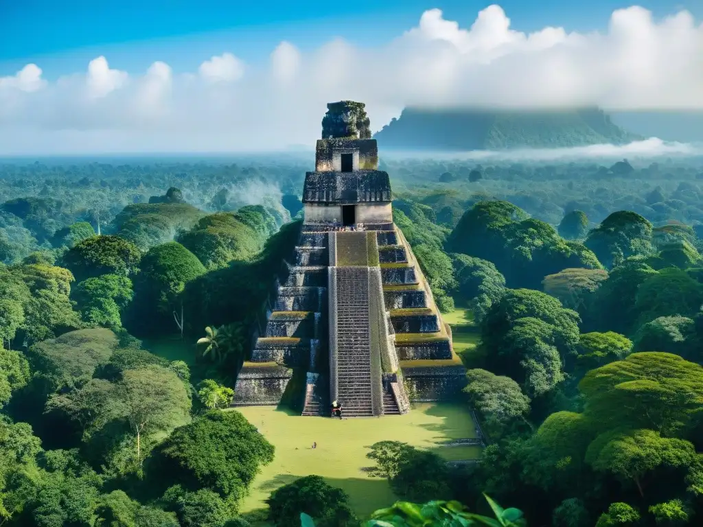 Descubre la majestuosidad de Tikal, civilización maya, entre selva exuberante y pirámides imponentes