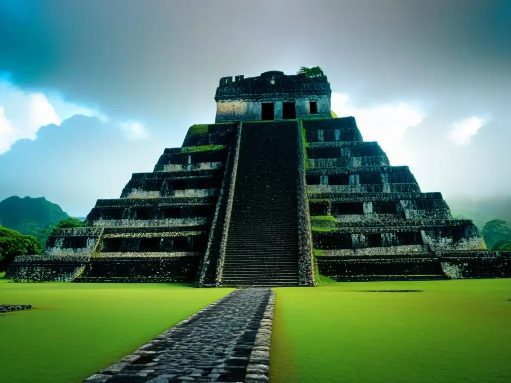 El majestuoso Castillo de Xunantunich muestra intrincadas tallas de piedra, bañado por la luz solar, atrayendo a visitantes maravillados