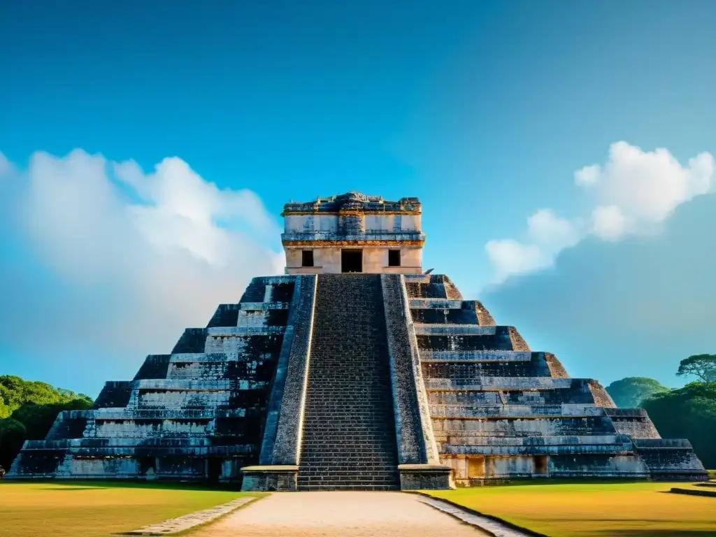 Majestuoso observatorio maya en Chichén Itzá, destacando sus grabados y alineaciones astronómicas