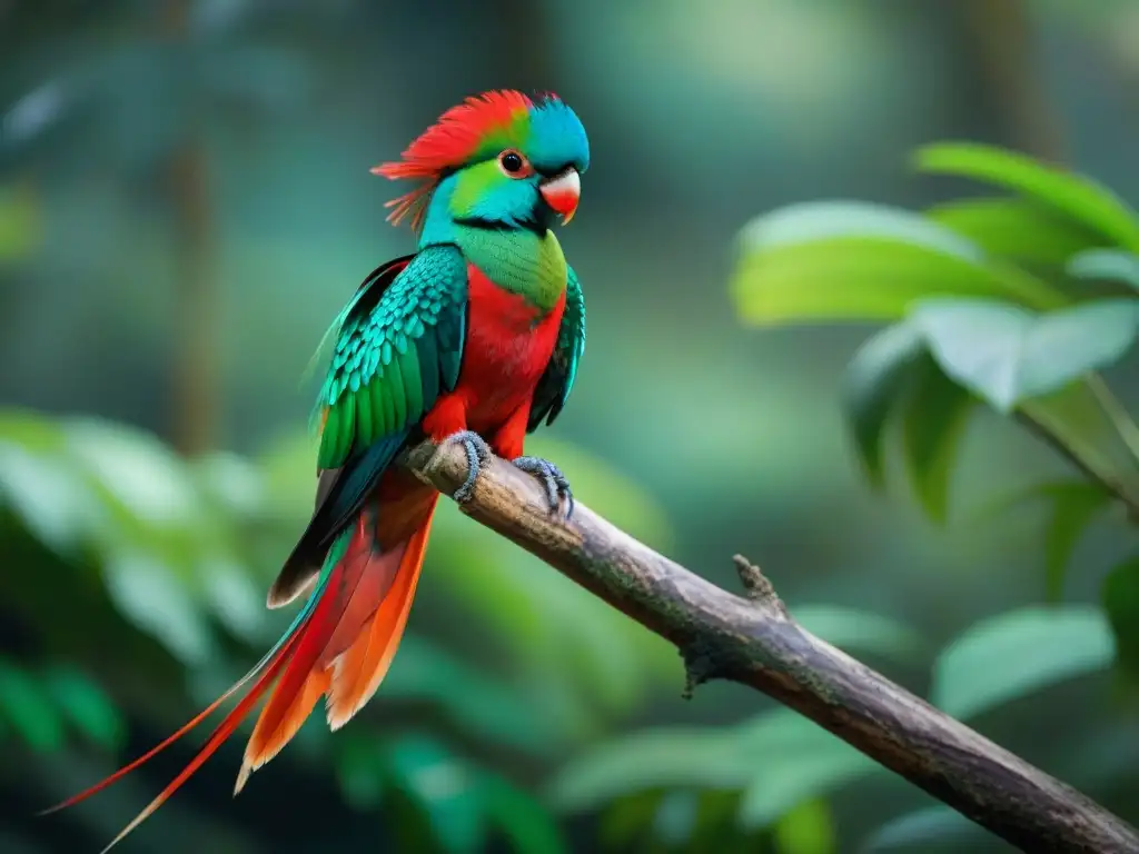 Majestuoso quetzal en la selva, símbolo de libertad y espiritualidad