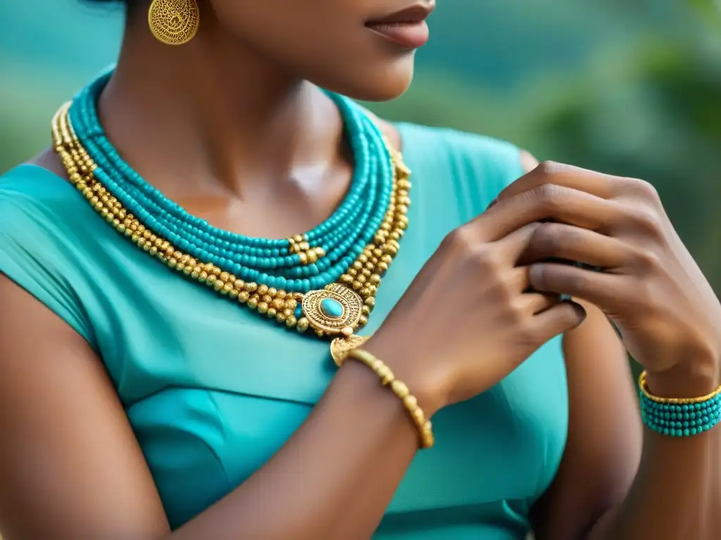 Manos expertas entretejen técnicas antiguas con joyería moderna, creando un collar inspirado en los mayas