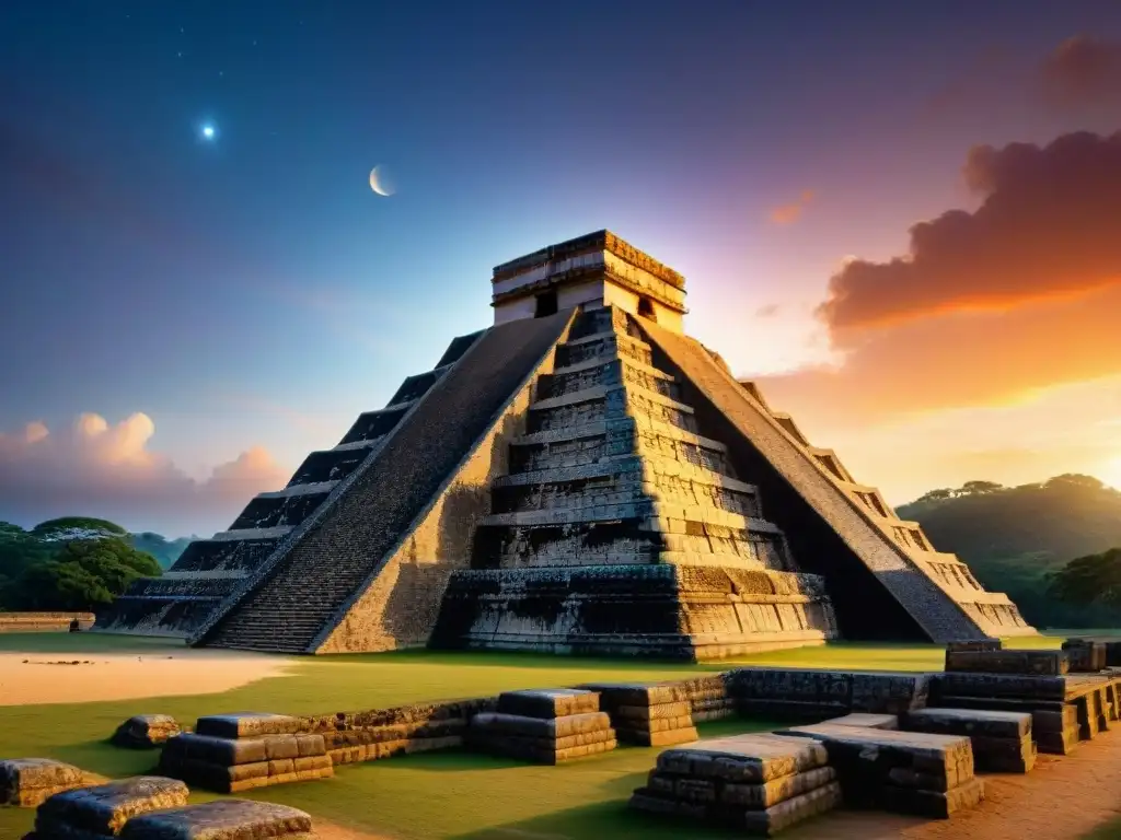 Maravillosas alineaciones astronómicas mayas turismo en atardecer entre pirámides