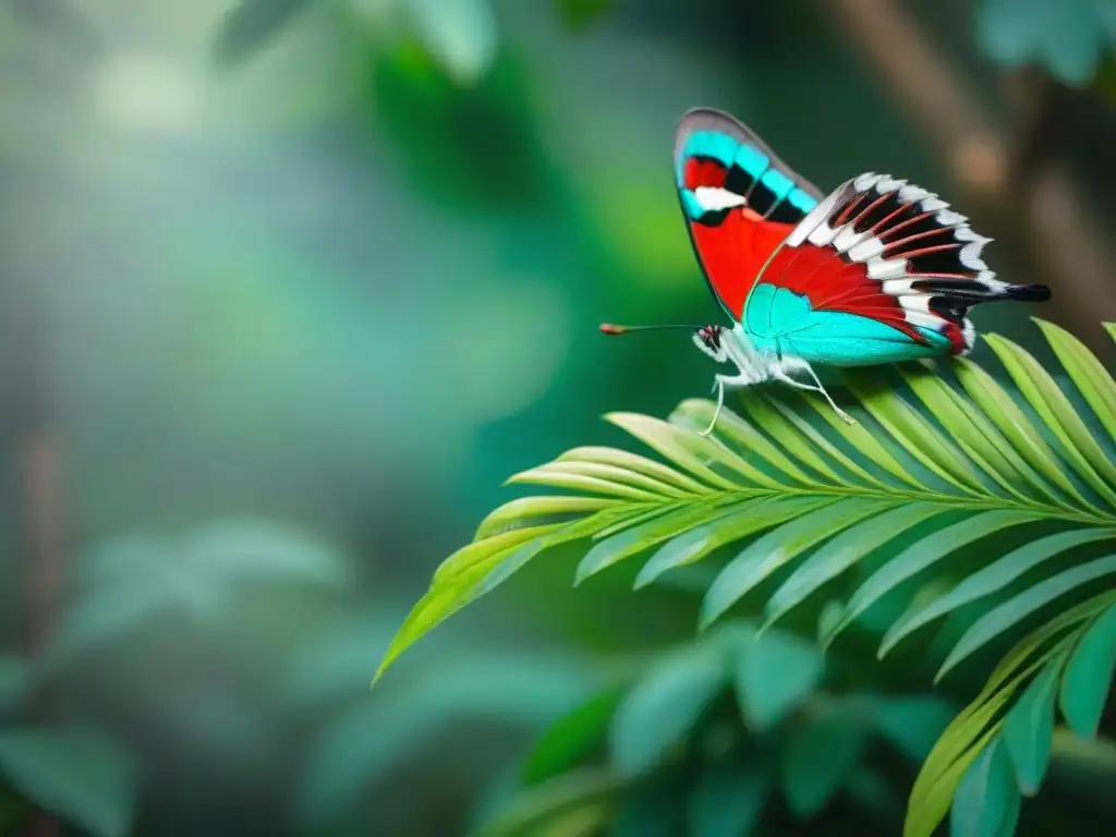 Mariposa Quetzal en árbol ceiba, en la selva maya