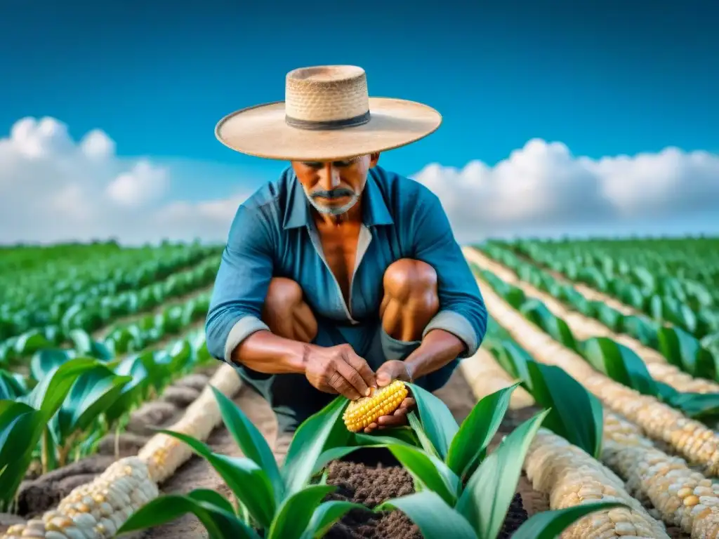 Un maya cultiva maíz bajo el cielo azul en la Península de Yucatán