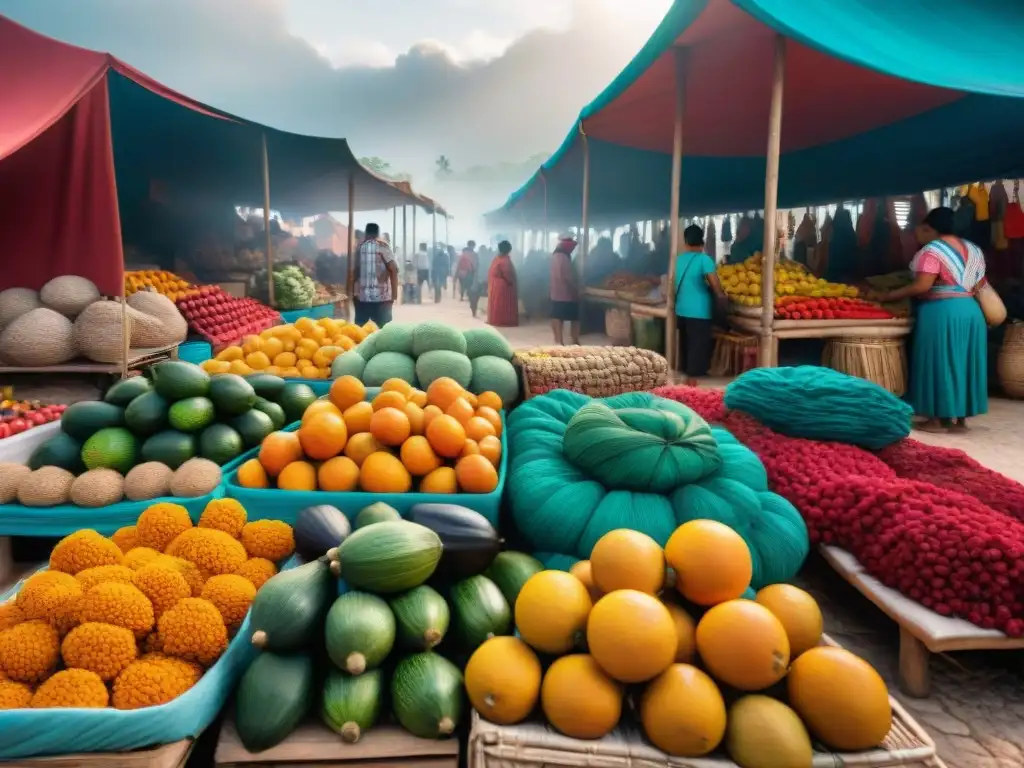 Un mercado bullicioso en la Península Yucatán, donde se mezcla el multilingüismo y la diversidad cultural