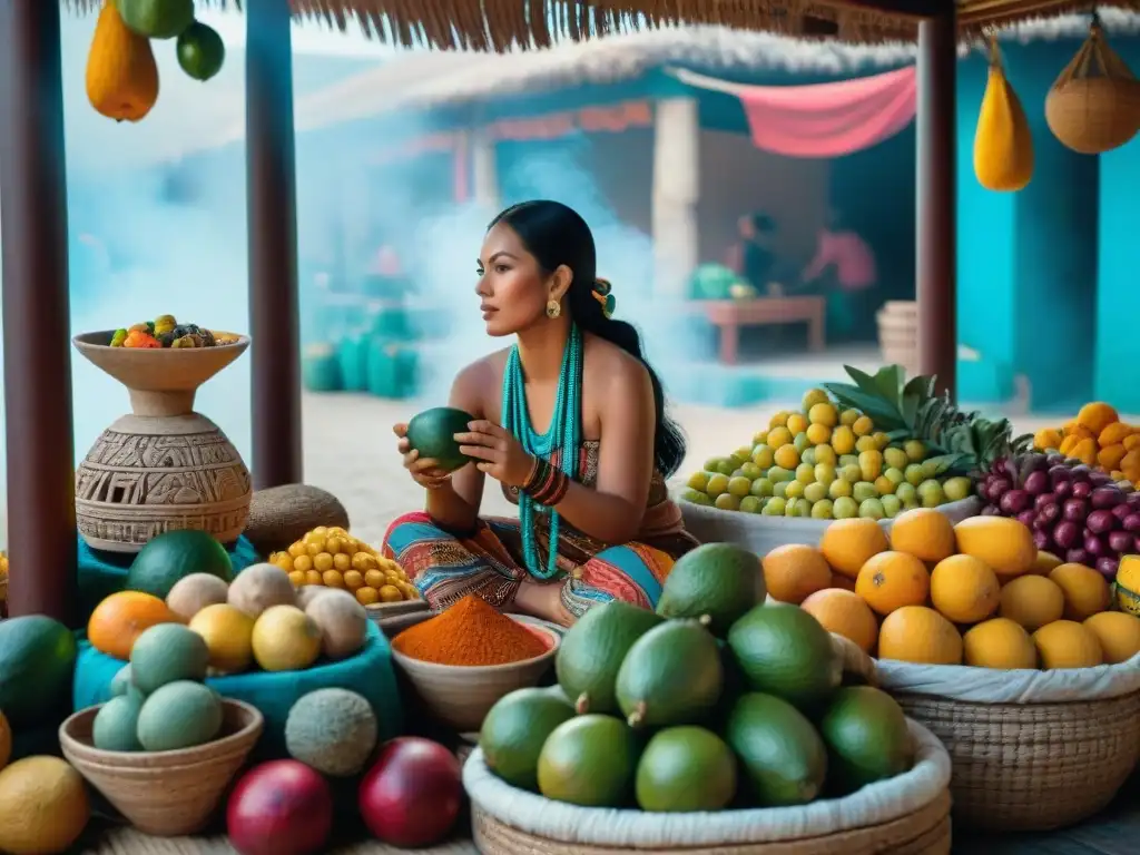 Mercado Maya: sabores, colores y comercio en vibrante escena de intercambio cultural