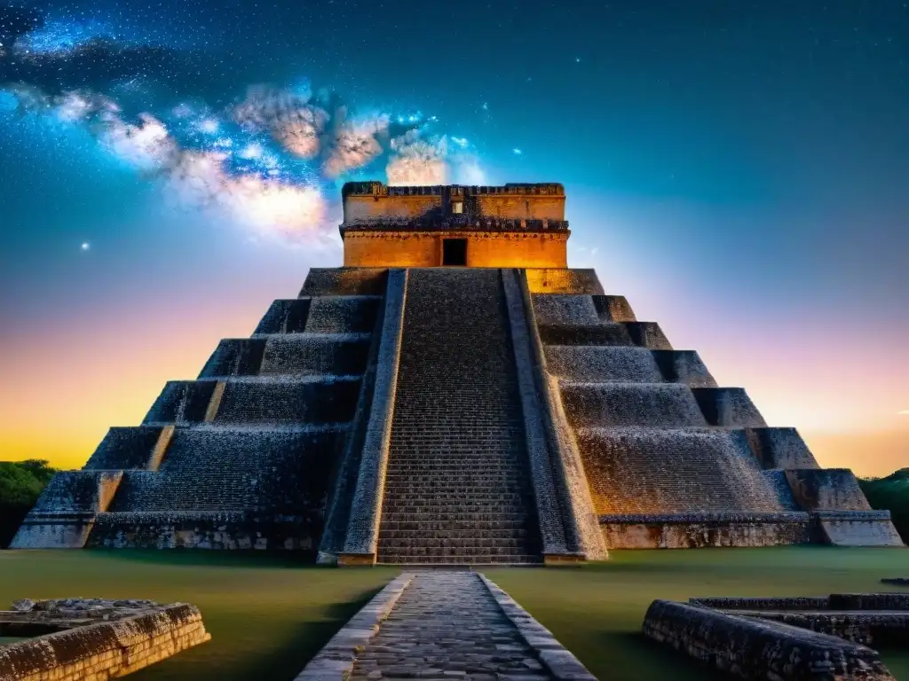 Misterios estelares en la Pirámide del Adivino de Uxmal bajo el cielo nocturno