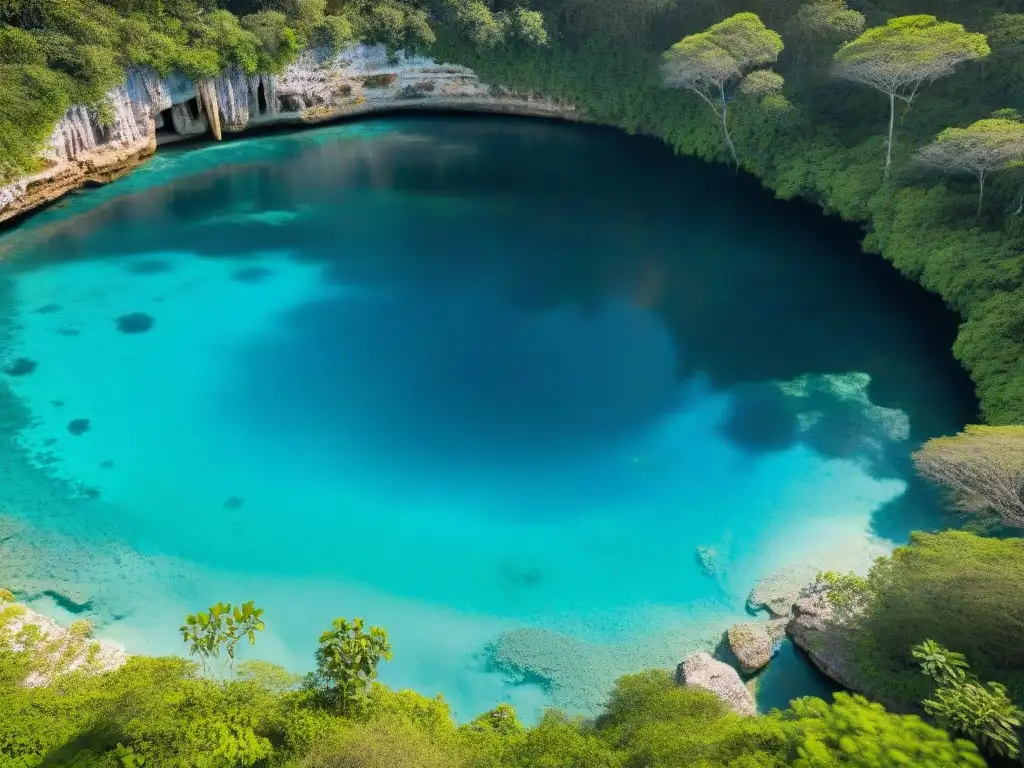 Explora la mística del cenote Ik Kil en México, con aguas turquesas y vegetación exuberante