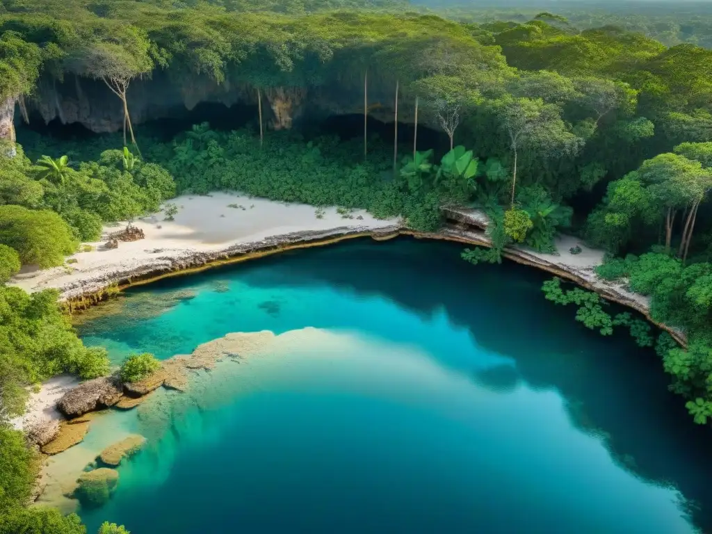 Explora la mística de los cenotes sagrados mayas entre ruinas y exuberante vegetación