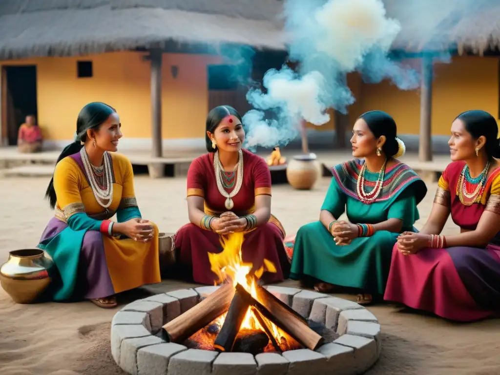 Mujeres mayas en ceremonia tradicional, transmitiendo roles de la mujer maya en comunidad