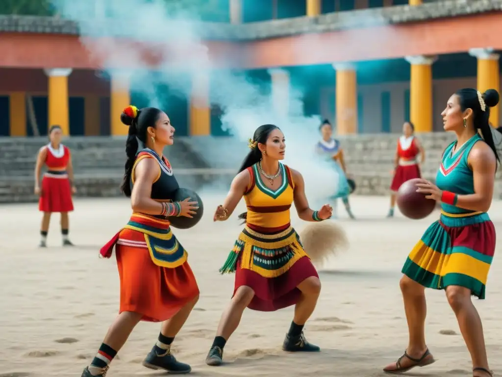 Mujeres mayas compiten en poktapok, destacando el papel femenino en deportes mayas