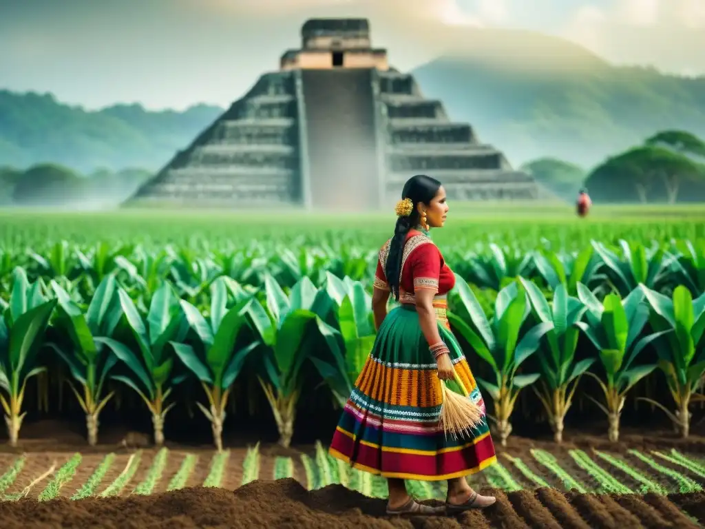 Mujeres mayas cuidando maíz bajo el sol de Yucatán, conectadas con su tierra y herencia cultural en la agricultura