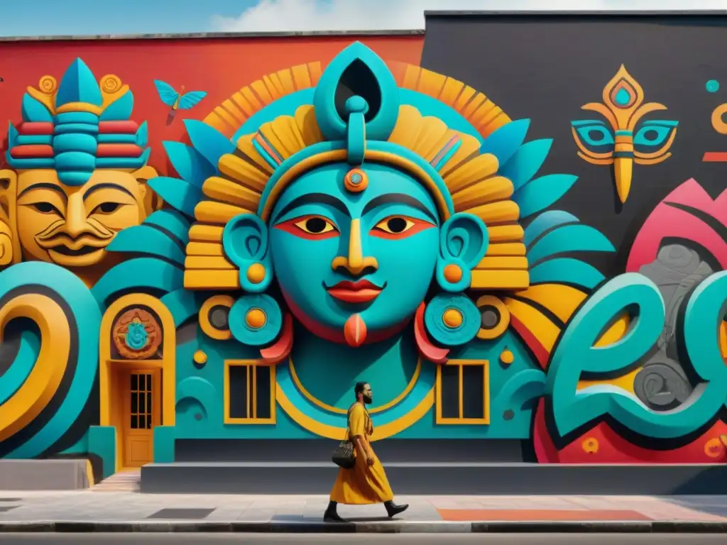 Mural vibrante fusiona mitos mayas con arte moderno en la ciudad