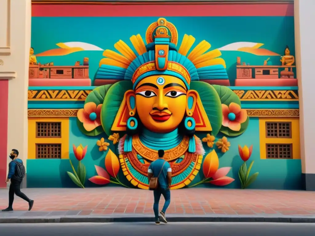 Murales mayas: vida narrada en revelación de historia y cultura maya en un mural vibrante en la plaza de una ciudad