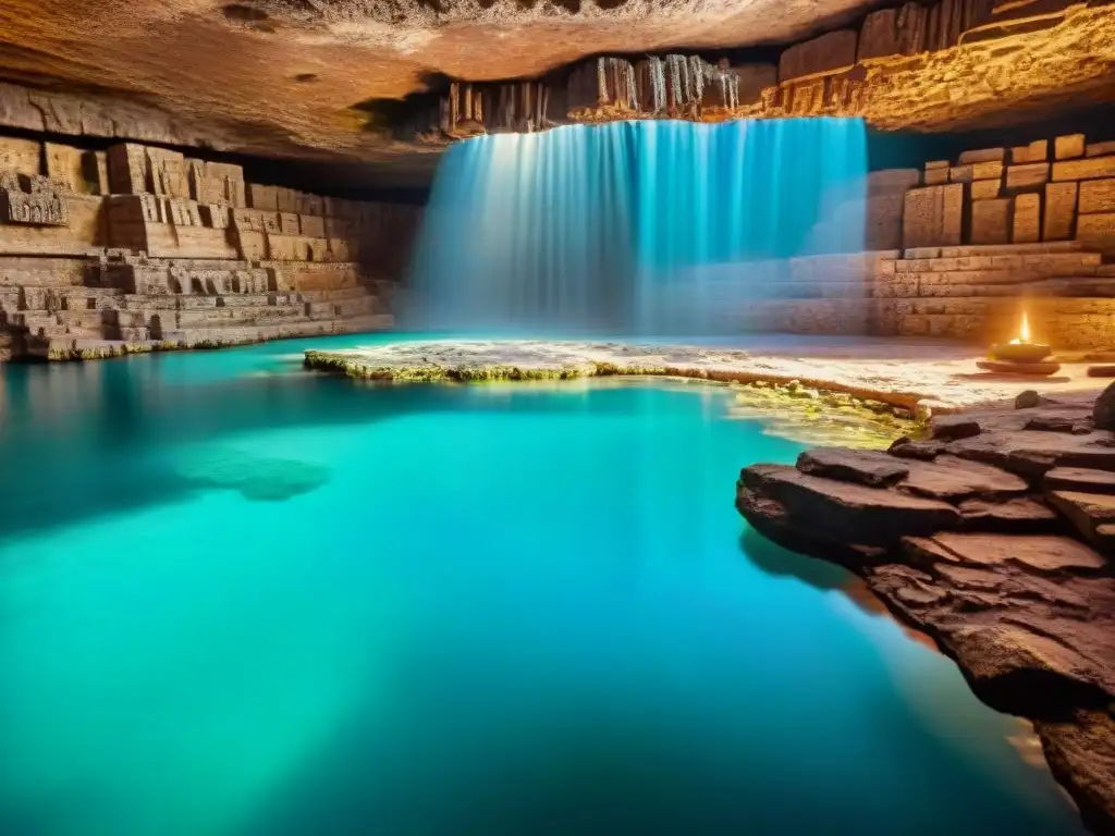 Ofrendas mayas cenotes sumergidas: Potentes reliquias mayas en el fondo de un cenote iluminadas por la luz solar