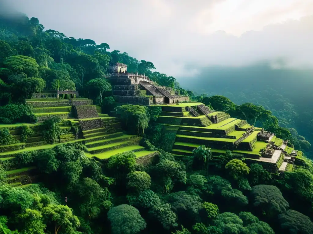 Ingeniería del paisaje en Maya: Intrincado sistema de terrazas mayas en la selva, fusionando naturaleza y arquitectura ancestral