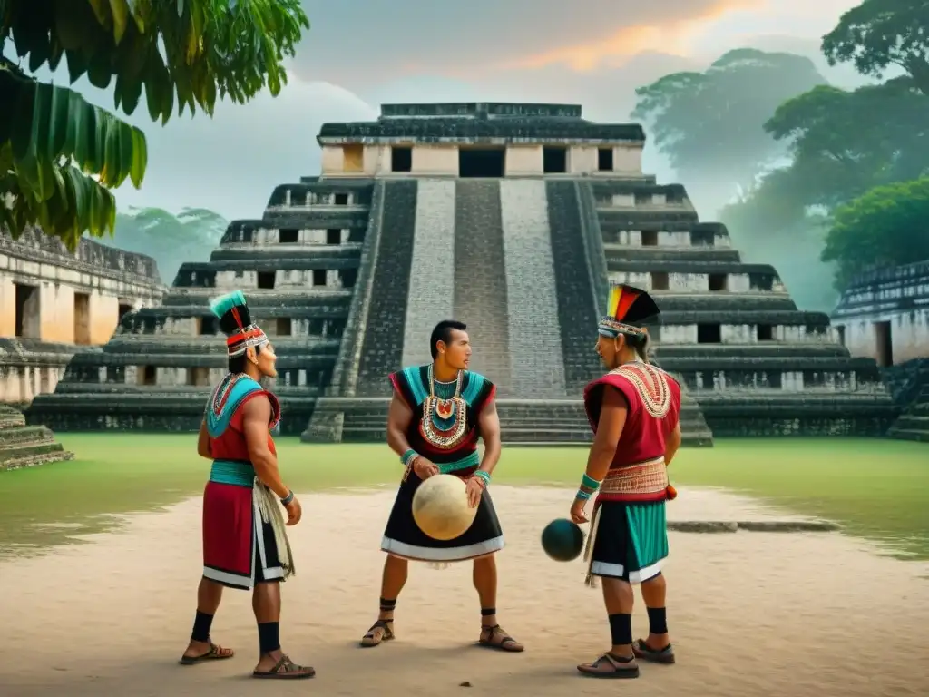 Descubre la pasión del Juego de Pelota Maya educativo en una escena vibrante de tradición y cultura moderna