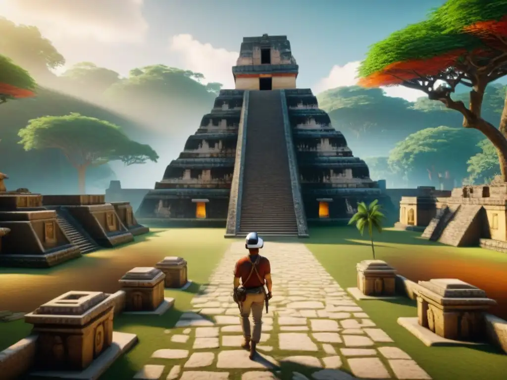 Explorando el patrimonio maya en realidad virtual: expertos en conservación con visores VR en un sitio arqueológico digital