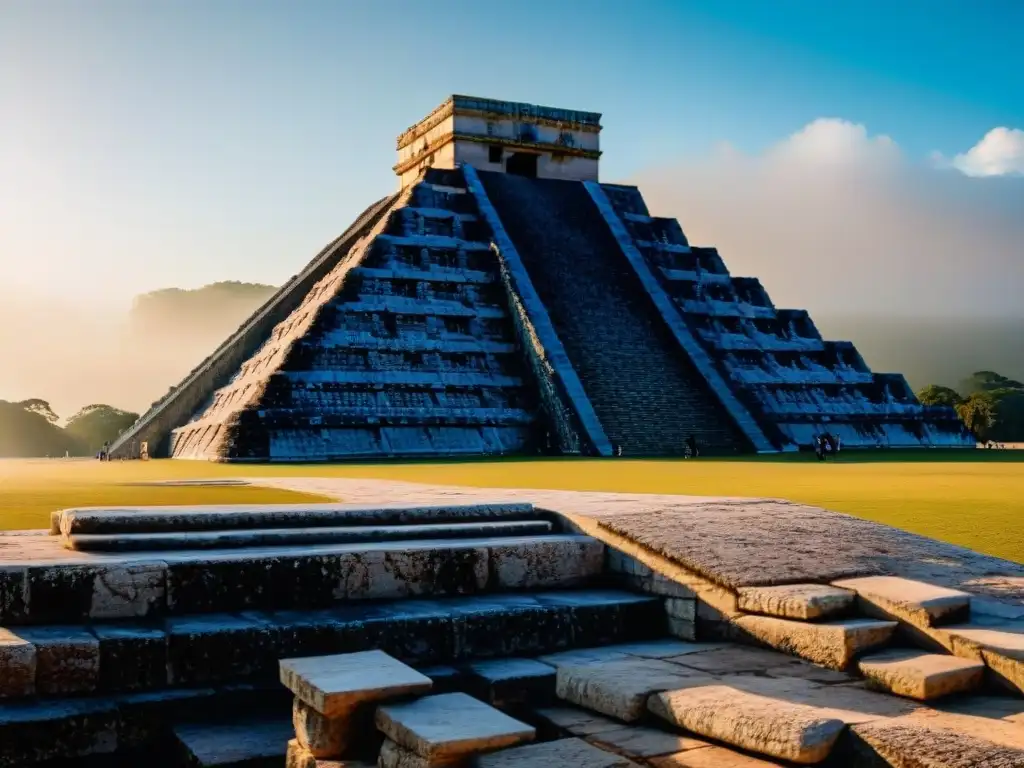 Plaza ceremonial maya con alineaciones astronómicas durante el equinoccio en Chichén Itzá