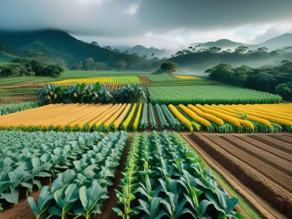 Prácticas culturales en agricultura maya: Milpa diversa con maíz, frijoles, calabaza y plantas medicinales en armonía