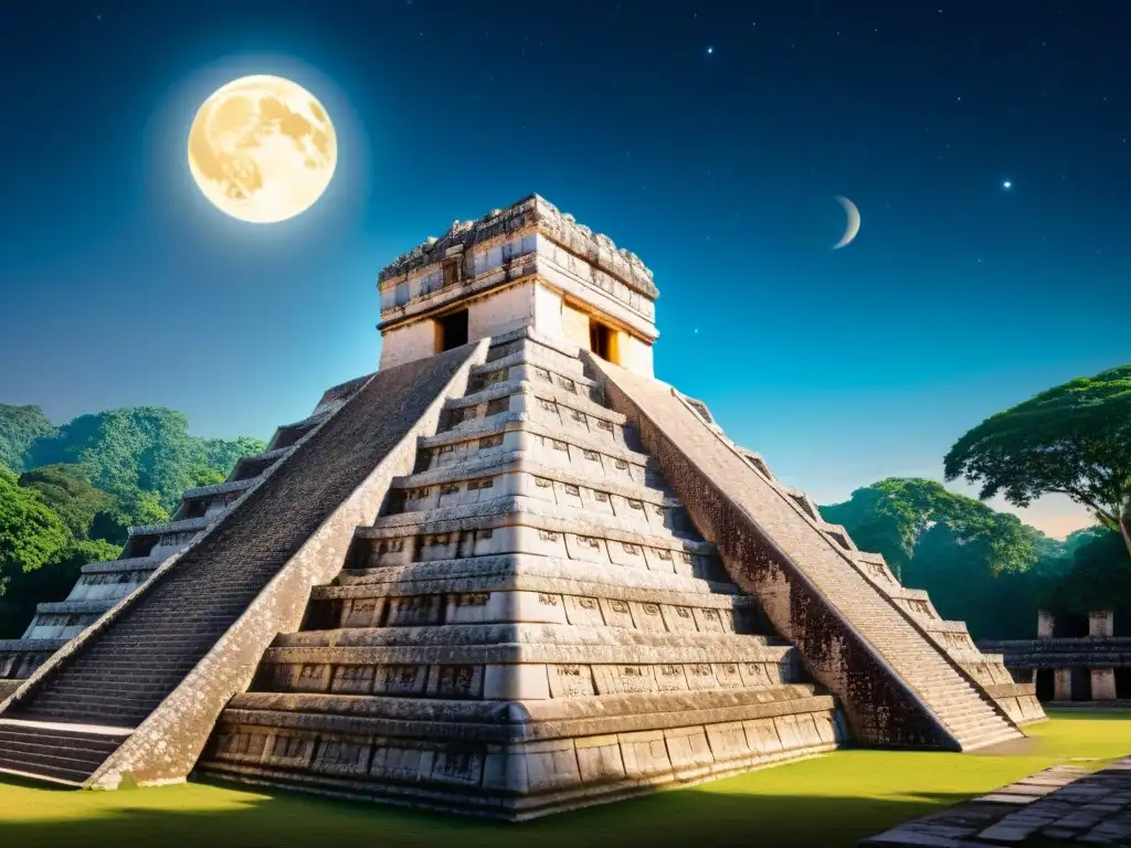 Templo de las Inscripciones: Conexión Celestial en Palenque Propósito celestial arquitectura maya: Detalles y alineaciones celestiales del Templo de las Inscripciones en Palenque bajo la luna llena