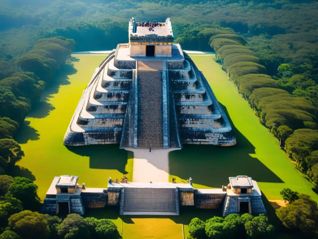 Serpiente de sombra en Chichen Itza: equinoccios mayas Propósito celestial arquitectura maya: sombra de la serpiente deslizándose en la pirámide de Kukulkán en Chichén Itzá durante equinoccio